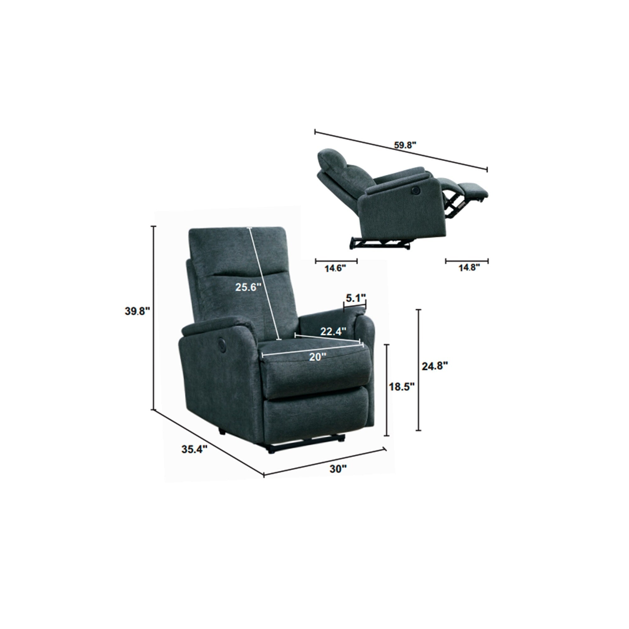 Fauteuil inclinable électrique Christopher Knight Home avec port de charge USB