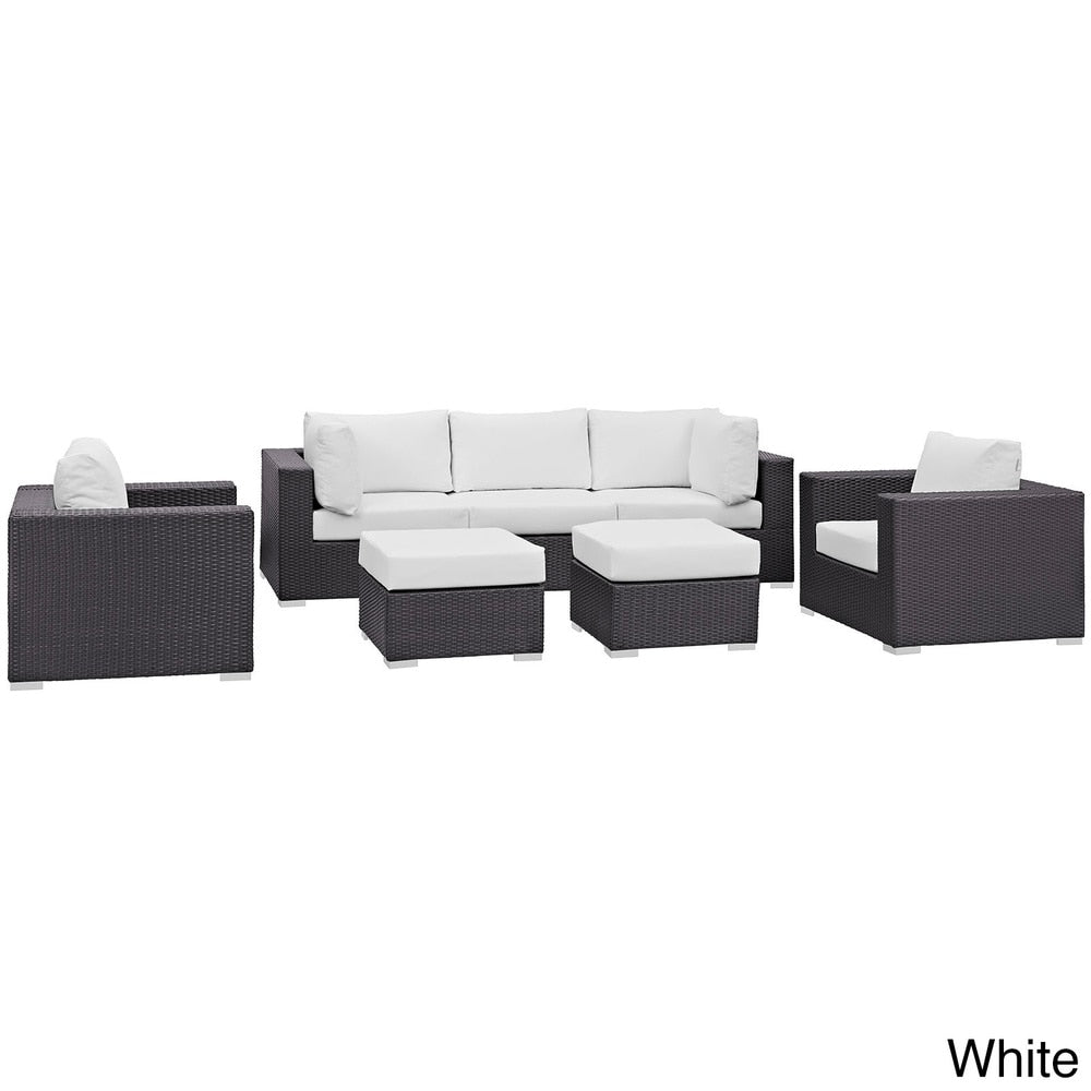 Ensemble de 7 canapés d'extérieur en rotin synthétique Bocabec par Havenside Home