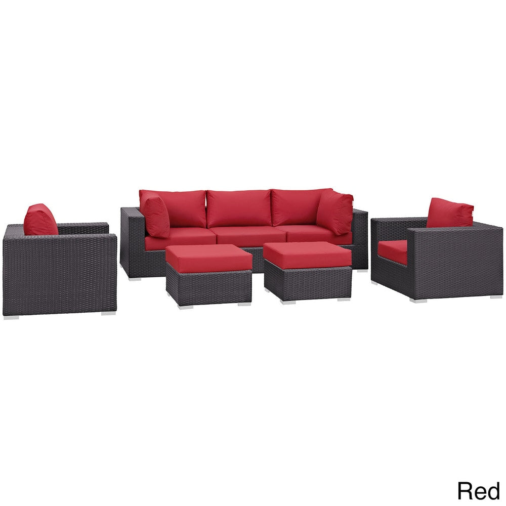 Ensemble de 7 canapés d'extérieur en rotin synthétique Bocabec par Havenside Home