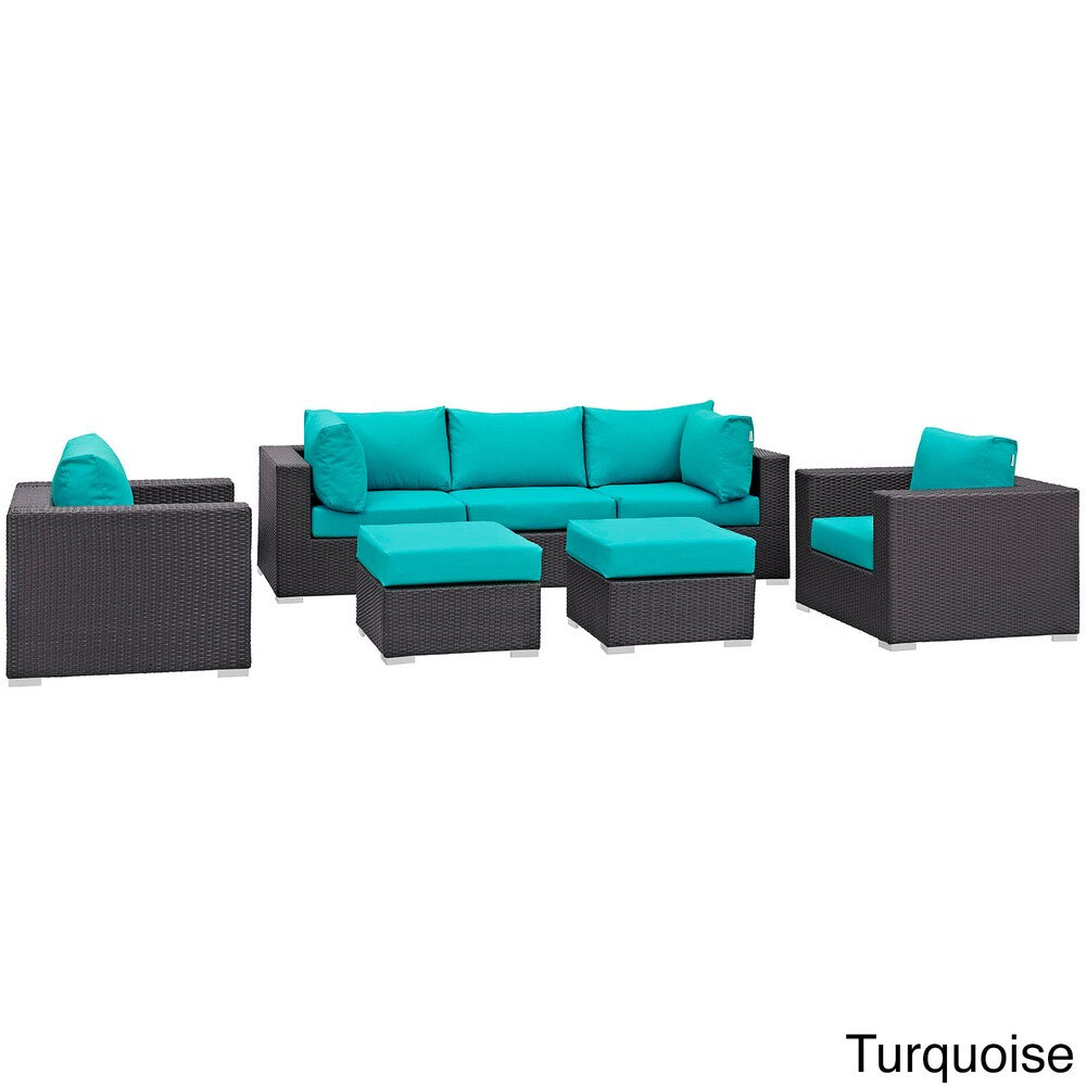 Ensemble de 7 canapés d'extérieur en rotin synthétique Bocabec par Havenside Home