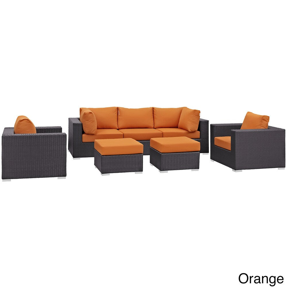 Ensemble de 7 canapés d'extérieur en rotin synthétique Bocabec par Havenside Home