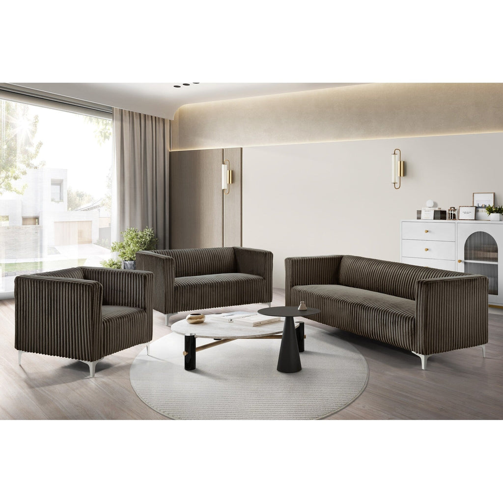 Ensemble de salon en velours Clayfell Gavin avec accoudoirs carrés