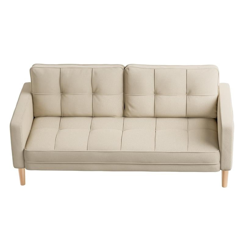 Canapé 3 places moderne rembourré, convertible, canapé-lit avec pieds en bois robustes pour le salon