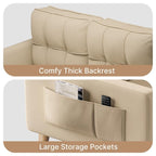 Canapé 3 places moderne rembourré, convertible, canapé-lit avec pieds en bois robustes pour le salon