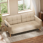 Canapé 3 places moderne rembourré, convertible, canapé-lit avec pieds en bois robustes pour le salon