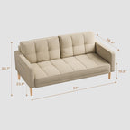 Canapé 3 places moderne rembourré, convertible, canapé-lit avec pieds en bois robustes pour le salon