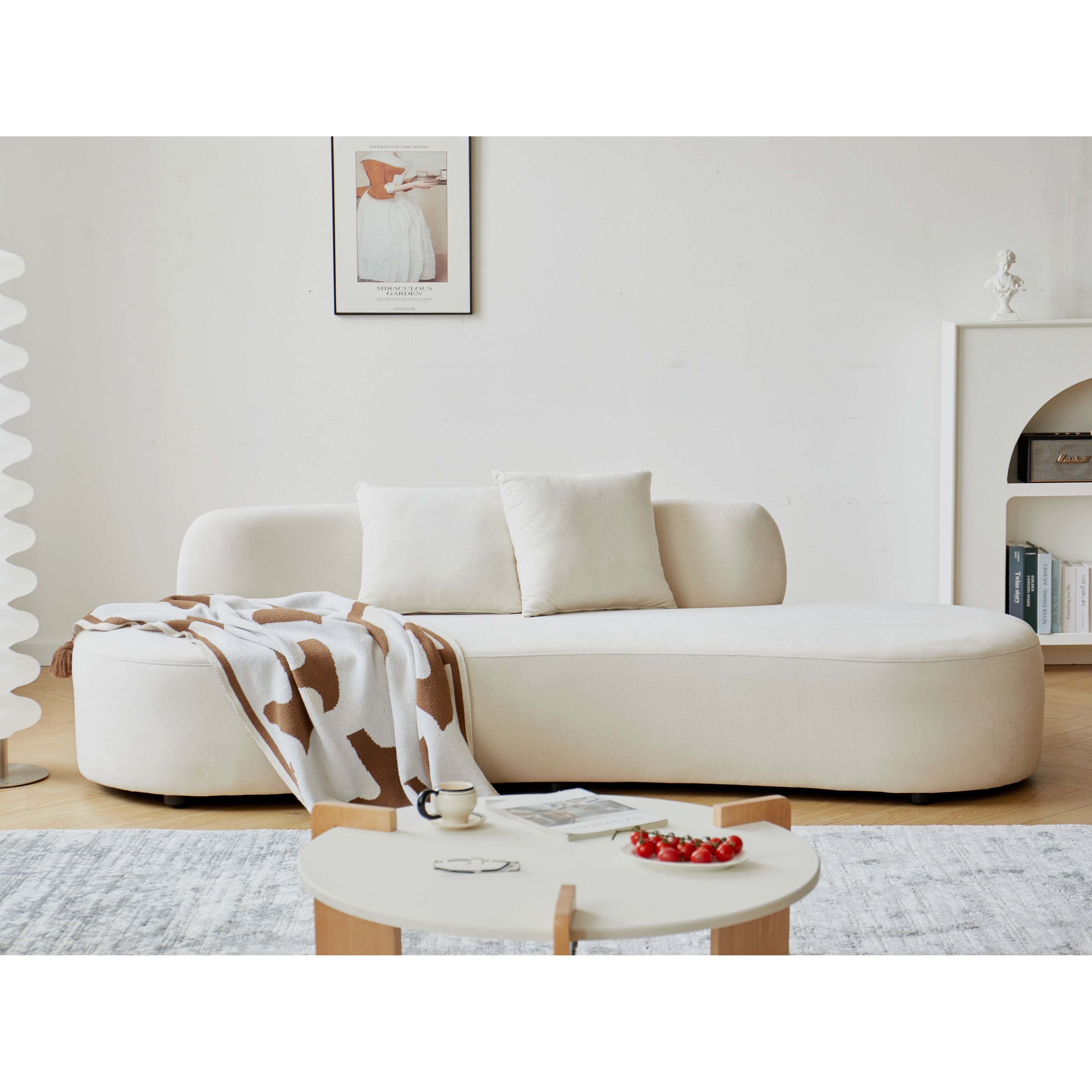 Canapé de salon incurvé en velours demi-lune de 90,2 pouces