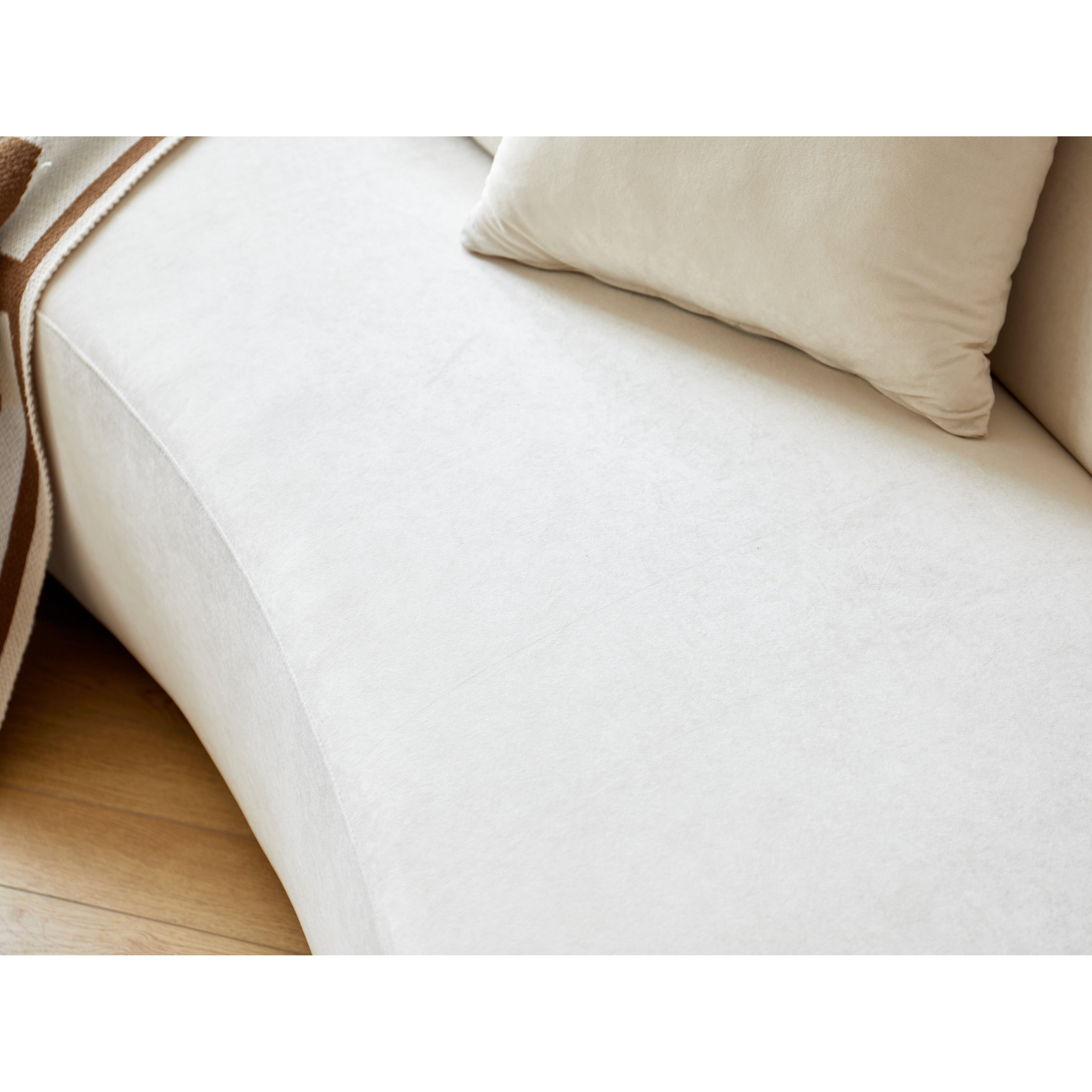 Canapé de salon incurvé en velours demi-lune de 90,2 pouces