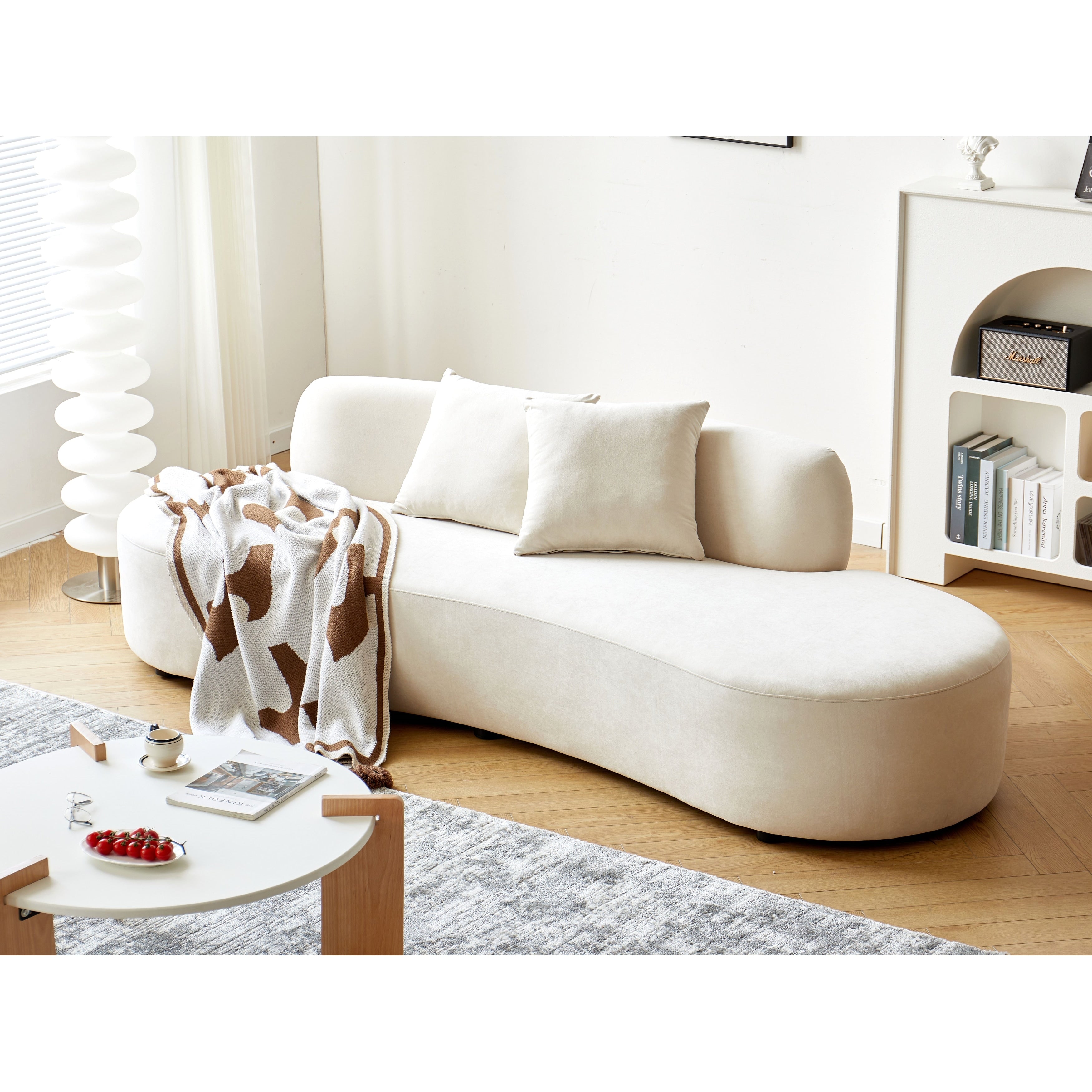 Canapé de salon incurvé en velours demi-lune de 90,2 pouces