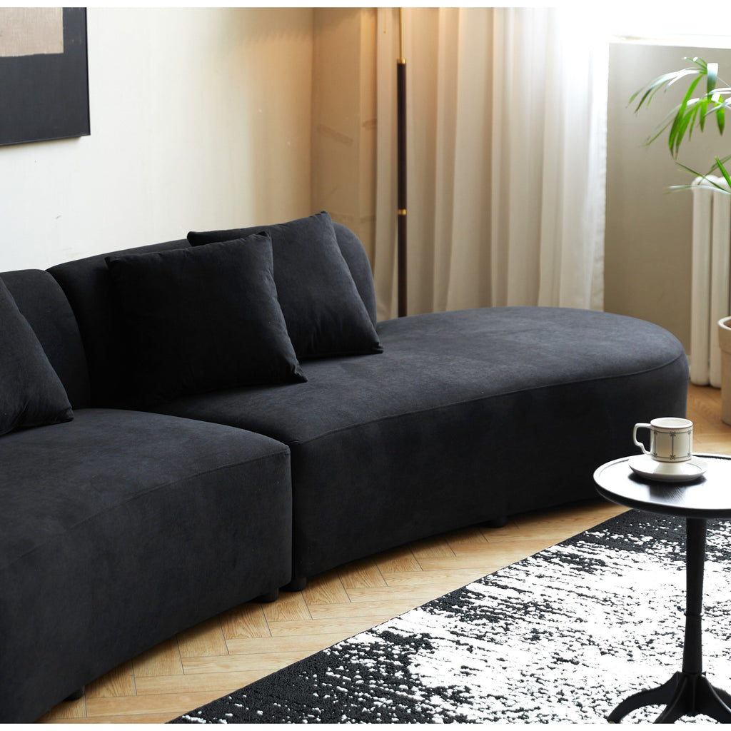 Canapé de salon incurvé en velours demi-lune de 90,2 pouces