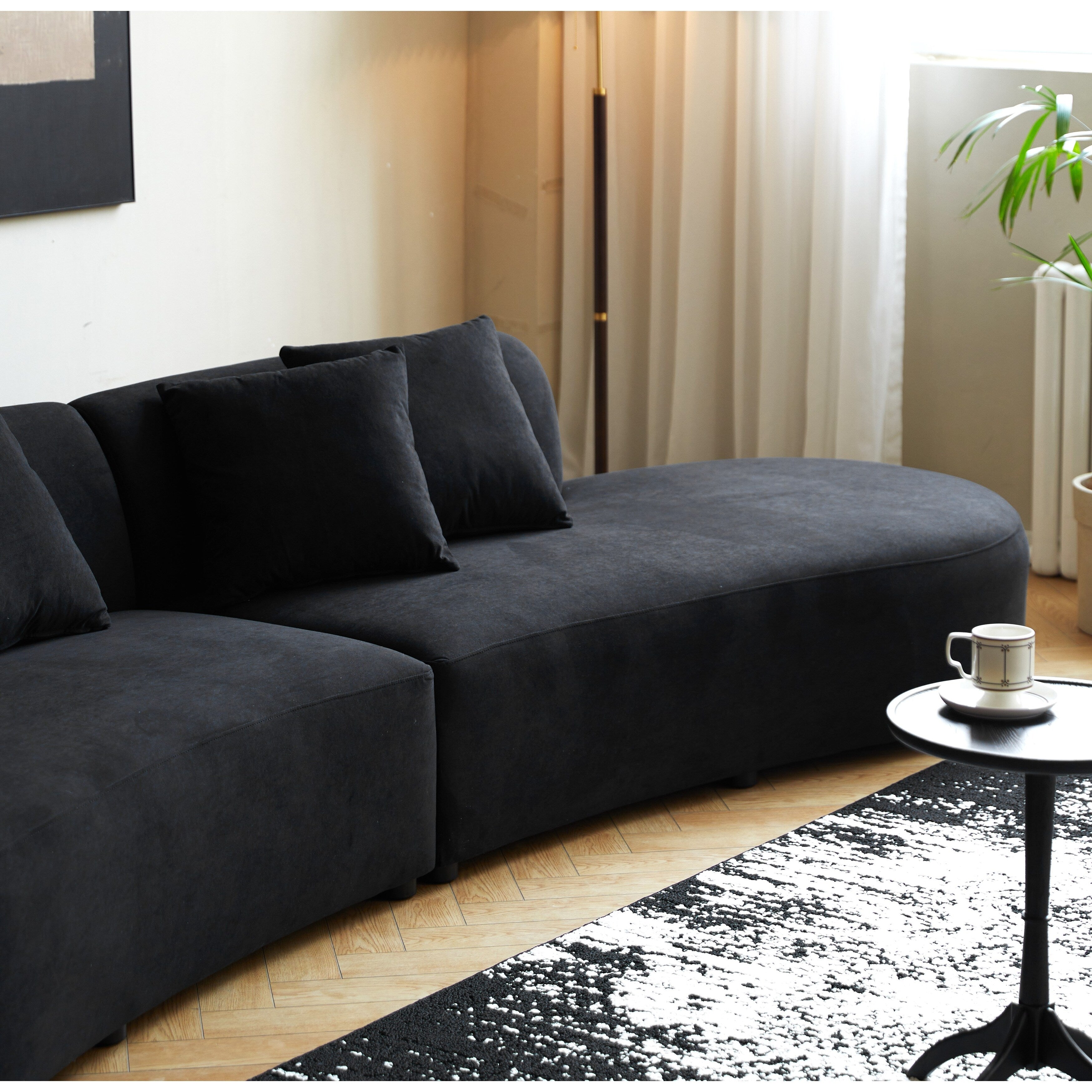 Canapé de salon incurvé en velours demi-lune de 90,2 pouces