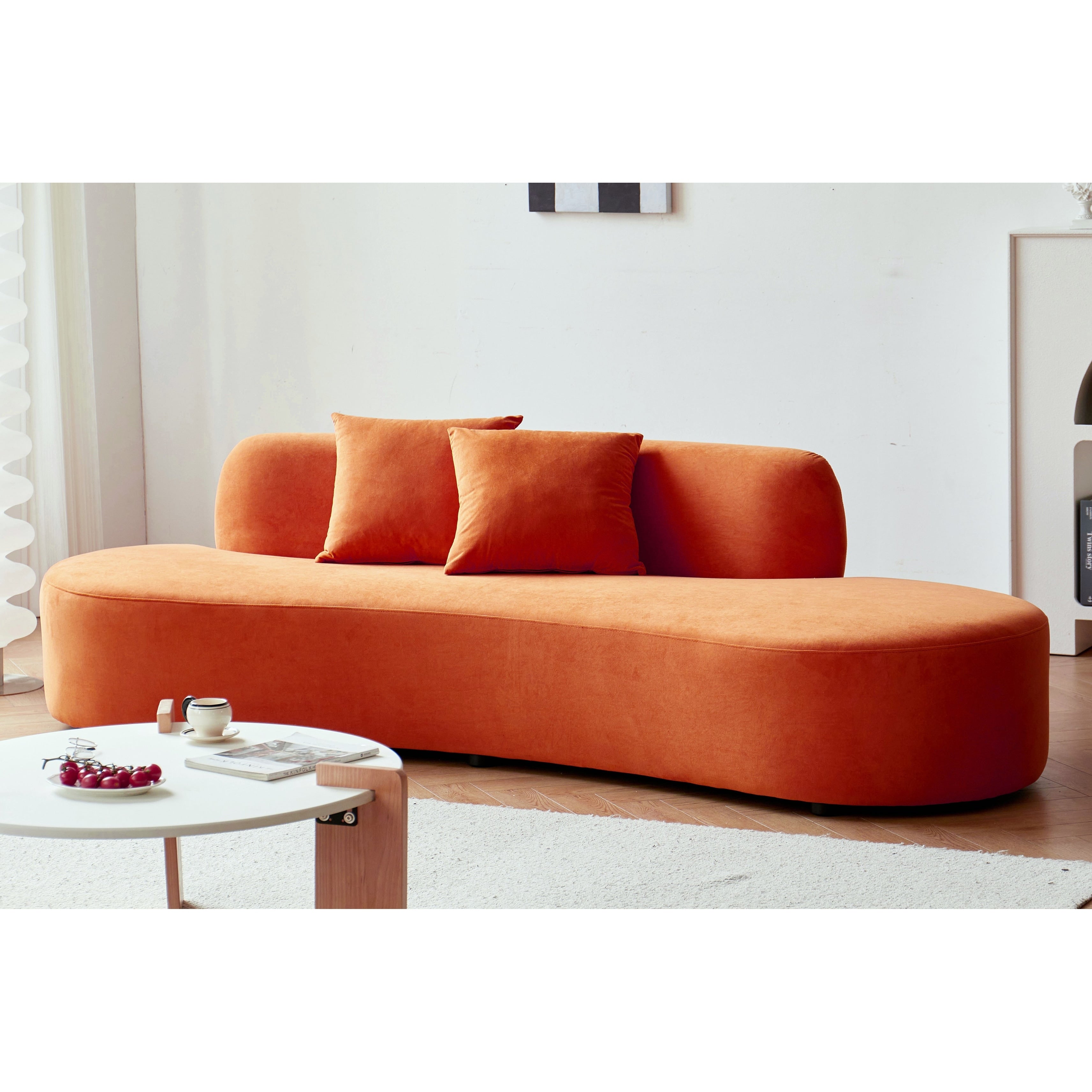 Canapé de salon incurvé en velours demi-lune de 90,2 pouces