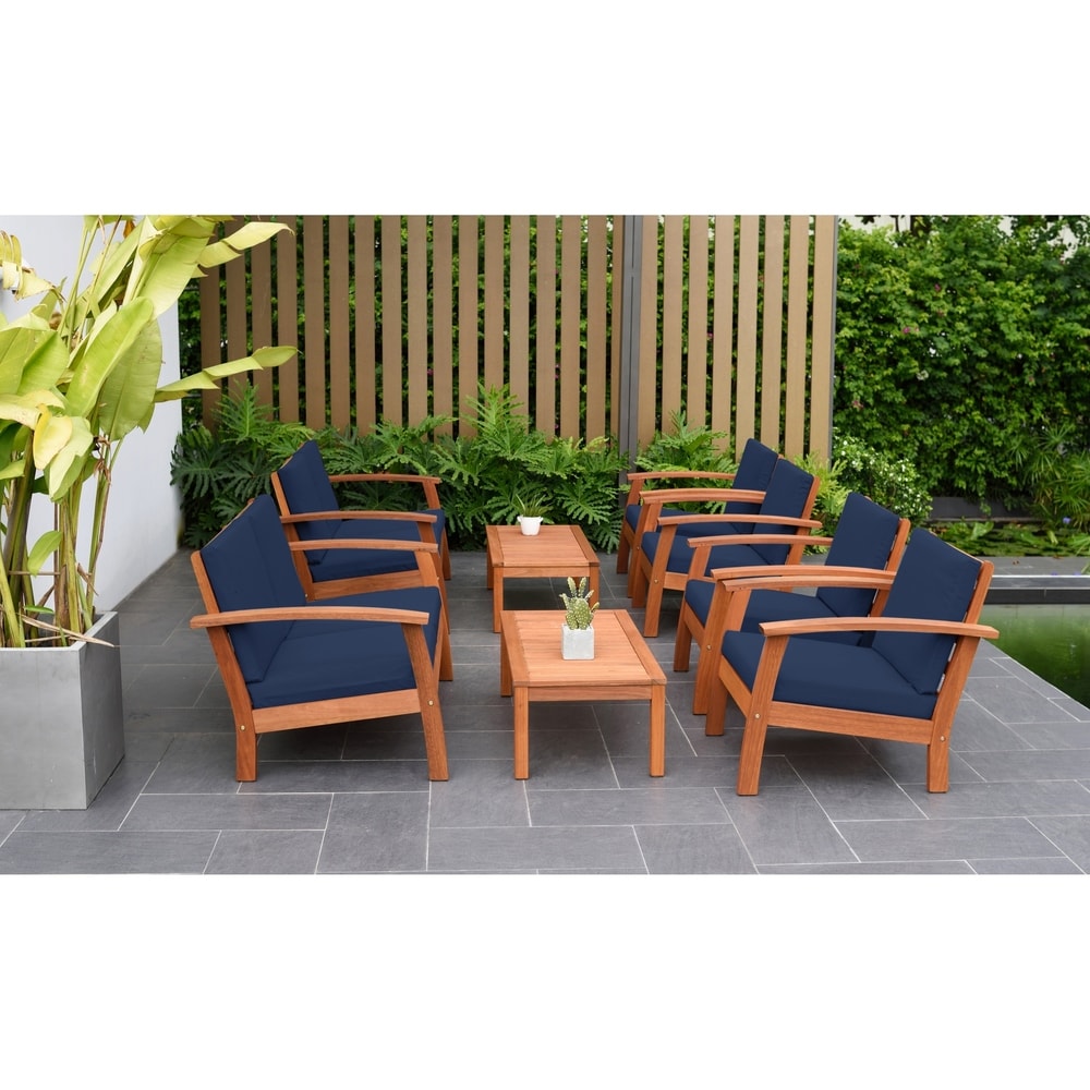 Ensemble de 8 sièges de jardin en bois certifié FSC Amazonia