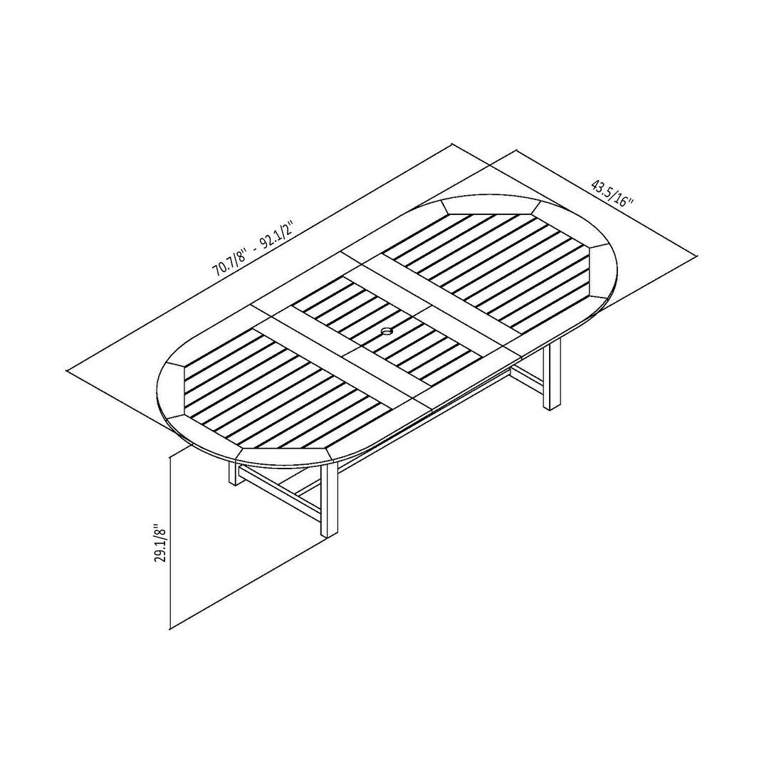 Ensemble de salle à manger d'extérieur ovale extensible de 9 pièces - 9 pièces