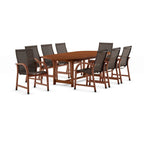 Ensemble de salle à manger d'extérieur ovale extensible de 9 pièces - 9 pièces