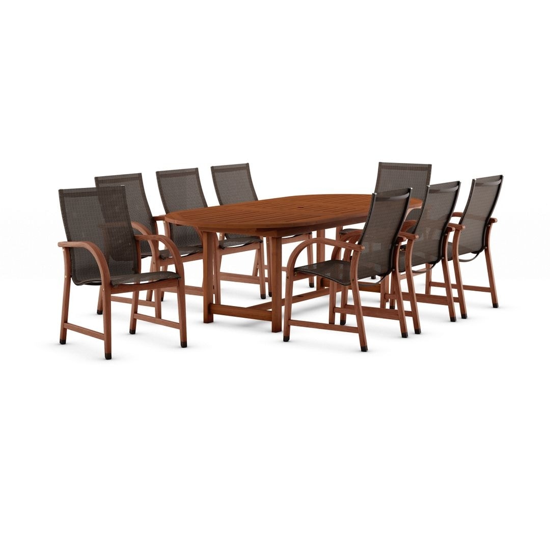 Ensemble de salle à manger d'extérieur ovale extensible de 9 pièces - 9 pièces