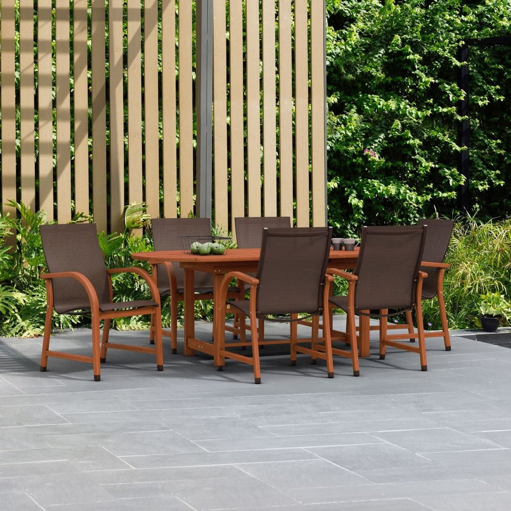 Ensemble de salle à manger d'extérieur Amazonia Miller en bois certifié FSC, 7 pièces - 7 pièces