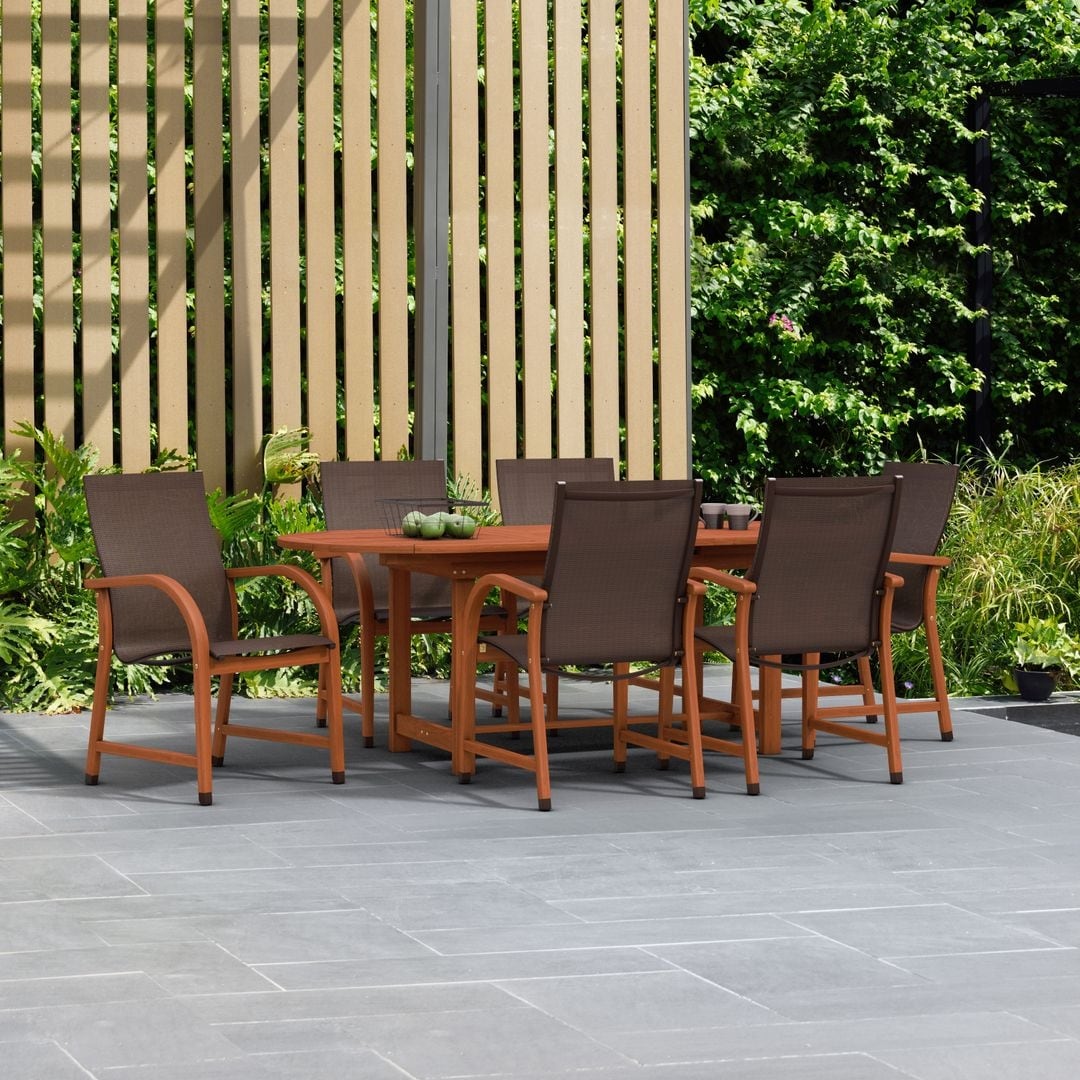 Ensemble de salle à manger d'extérieur Amazonia Miller en bois certifié FSC, 7 pièces - 7 pièces