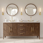 Miroir mural rond classique de style ferme avec cadre en bois