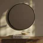 Miroir mural rond classique de style ferme avec cadre en bois