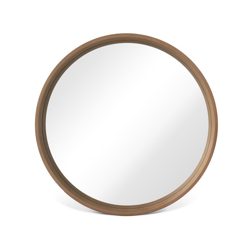 Miroir mural rond classique de style ferme avec cadre en bois