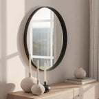 Miroir mural rond classique de style ferme avec cadre en bois