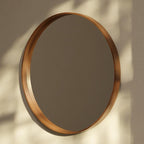 Miroir mural rond classique de style ferme avec cadre en bois