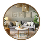 Miroir mural rond classique de style ferme avec cadre en bois