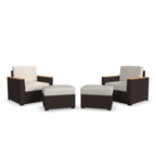 Ensemble de 4 fauteuils et poufs d'extérieur en rotin Palm Springs avec coussins par Homestyles