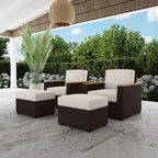 Ensemble de 4 fauteuils et poufs d'extérieur en rotin Palm Springs avec coussins par Homestyles