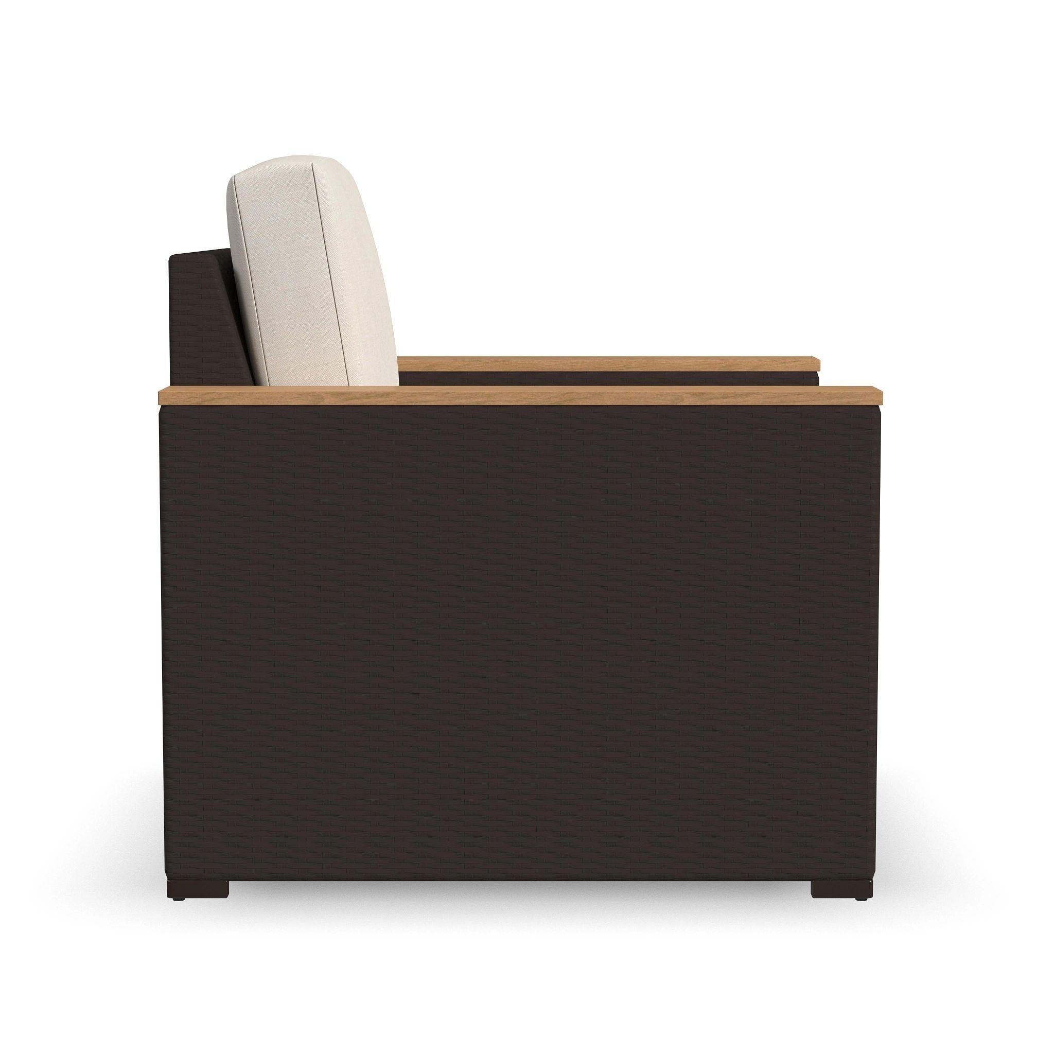 Ensemble de 4 fauteuils et poufs d'extérieur en rotin Palm Springs avec coussins par Homestyles