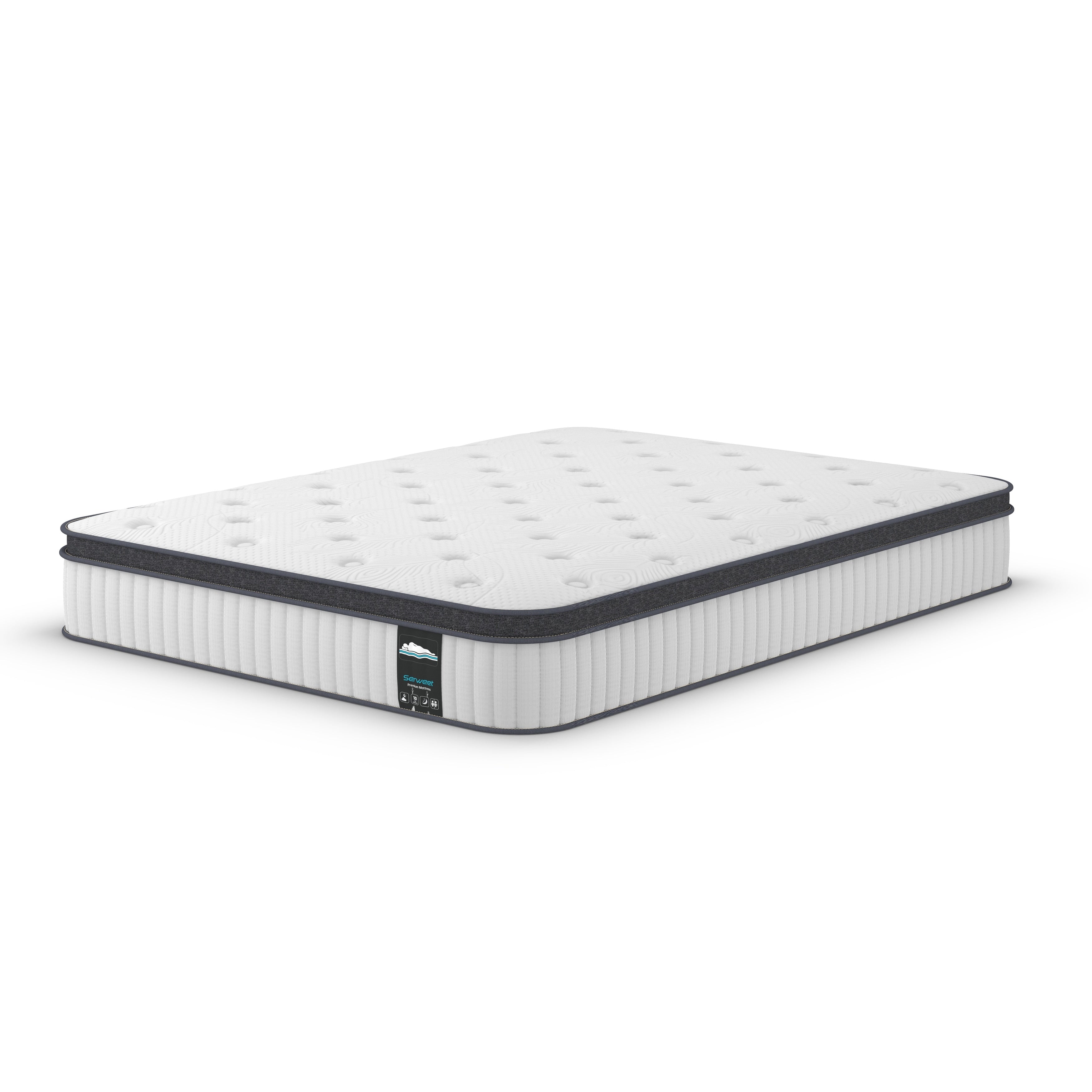 Matelas hybride à ressorts ensachés en mousse à mémoire de forme de 12 pouces - Blanc