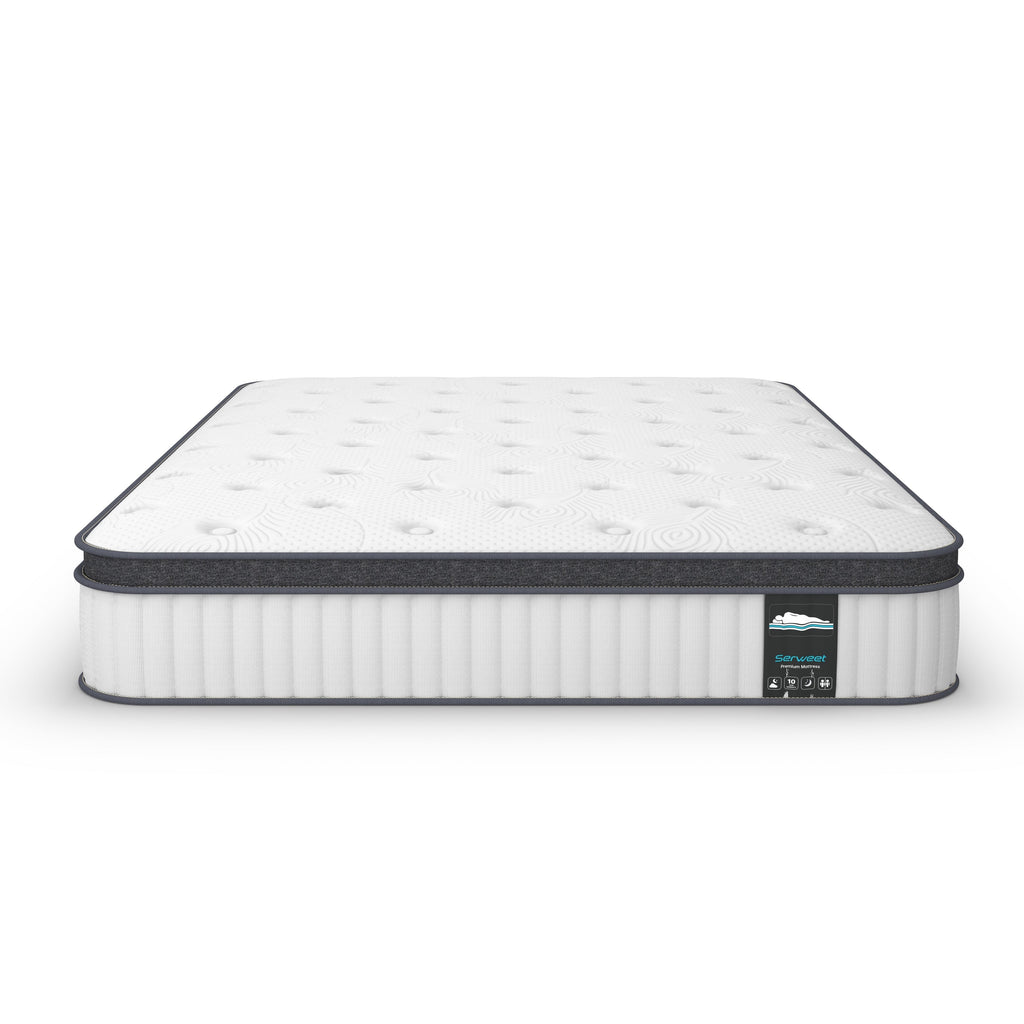 Matelas hybride à ressorts ensachés en mousse à mémoire de forme de 12 pouces - Blanc