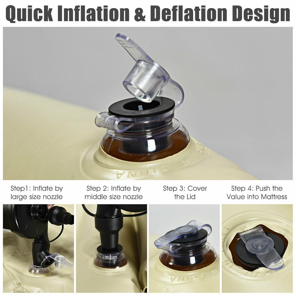 Matelas gonflable Camel pour voiture avec gonflage rapide et surface floquée imperméable pour camping et voyage