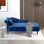 Chaise longue en velours 61 avec 1 oreiller et garniture cloutée