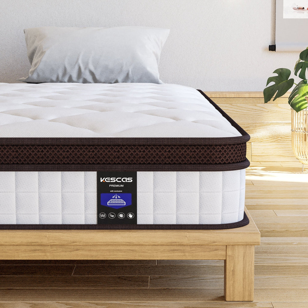 Matelas à ressorts ensachés en mousse à mémoire de forme de 12 pouces, fermeté moyenne