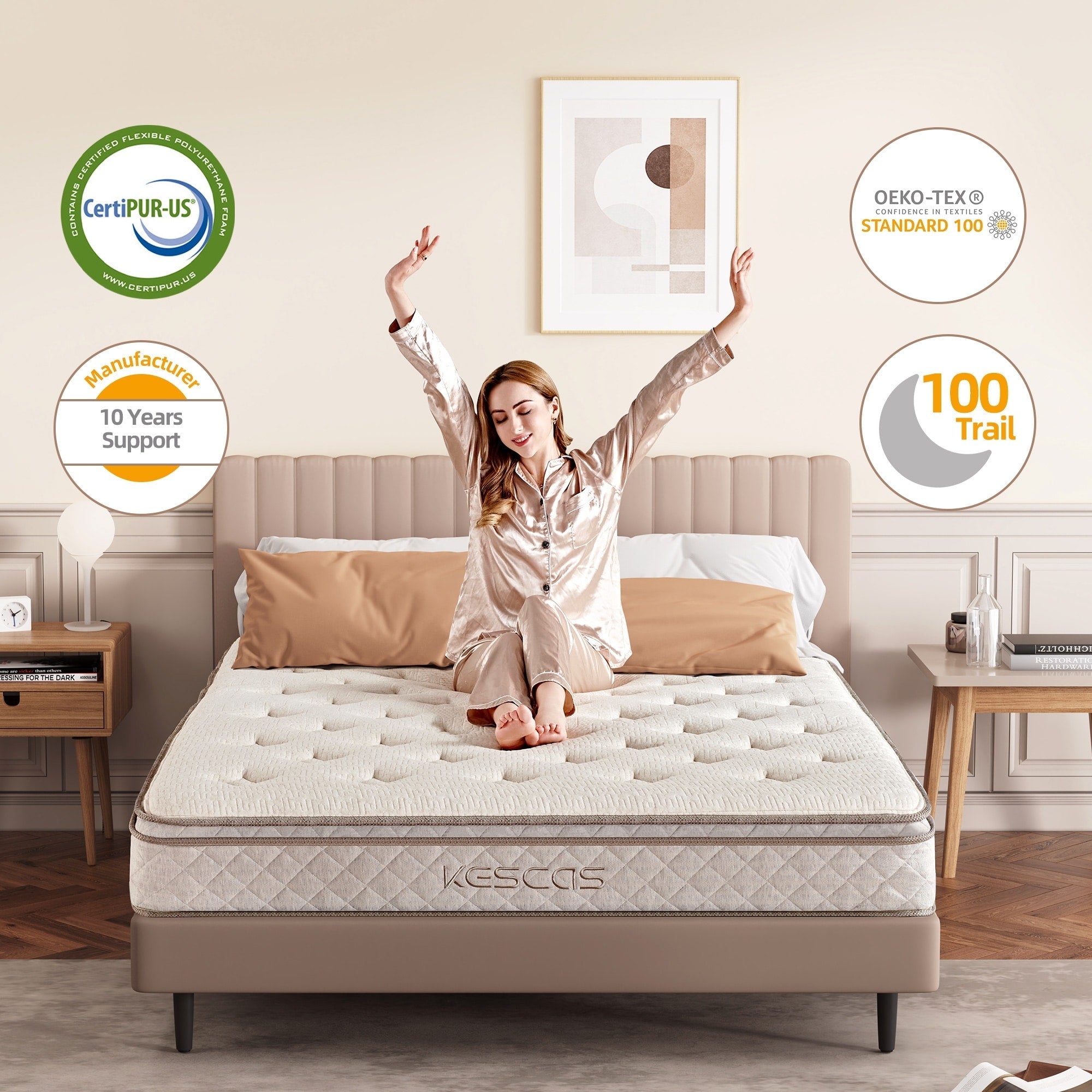 Matelas hybride de luxe en mousse à mémoire de forme de 12 pouces de qualité supérieure