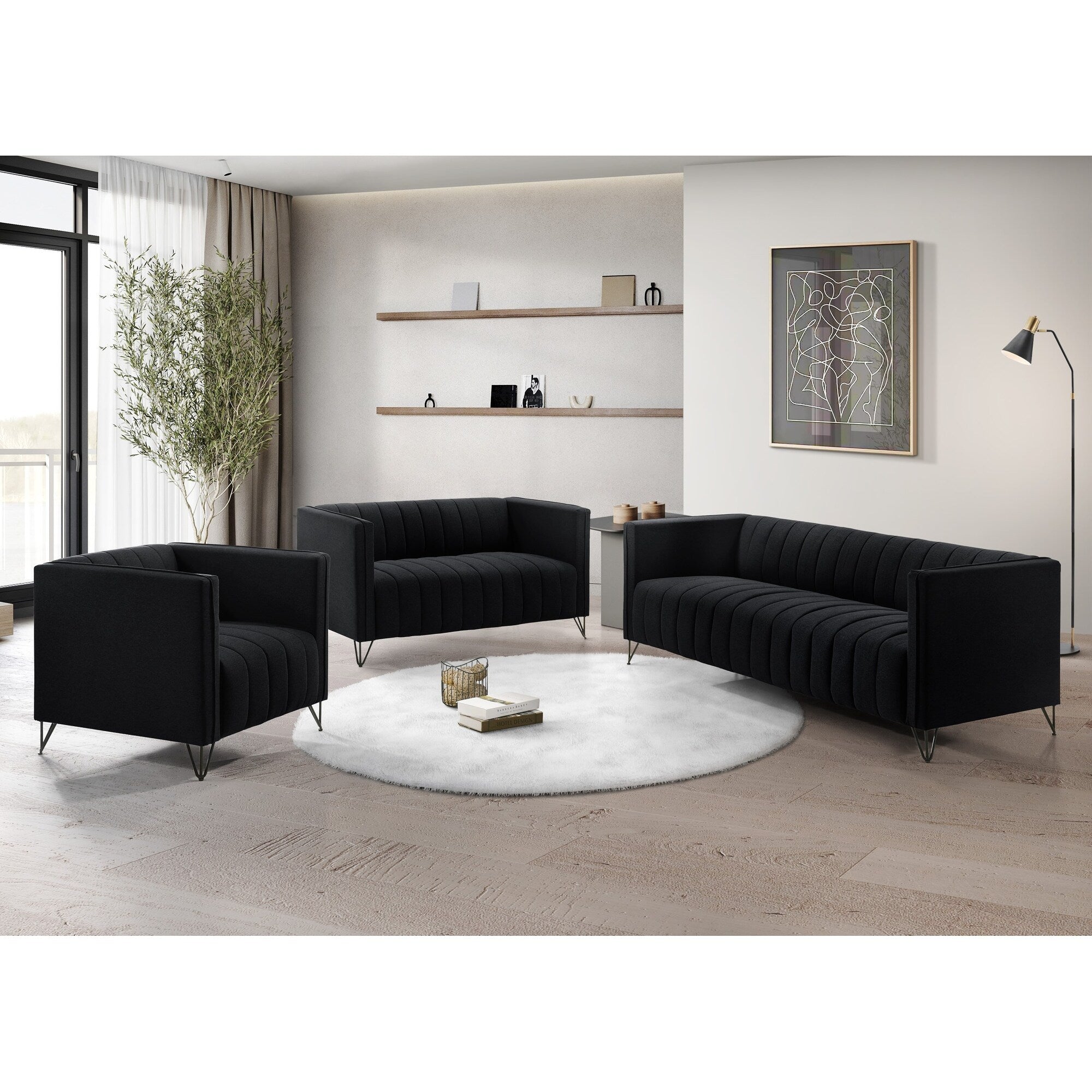 Ensemble de salon à accoudoirs carrés Clayfell Kurtis