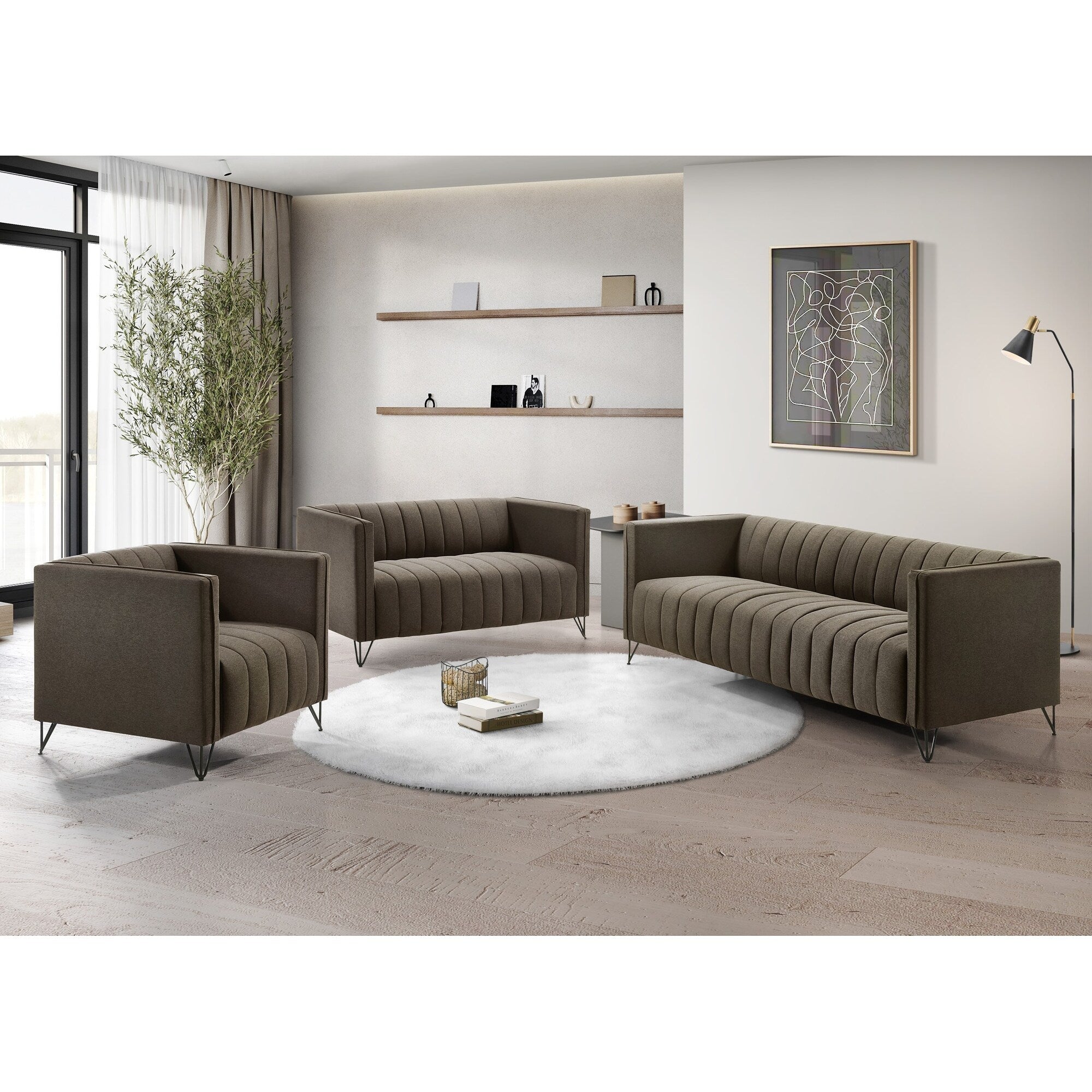 Ensemble de salon à accoudoirs carrés Clayfell Kurtis