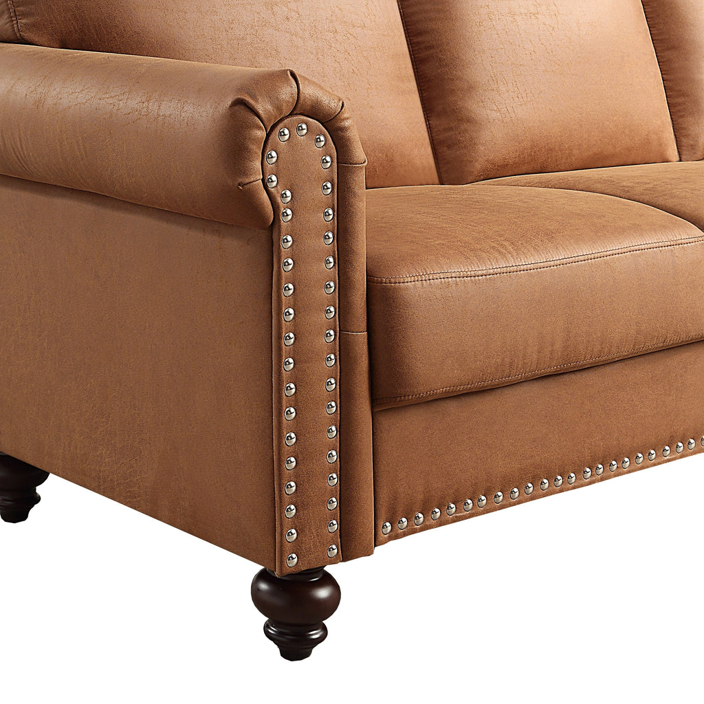 Canapé en similicuir marron - 31,50 x 80,31 x 34,25