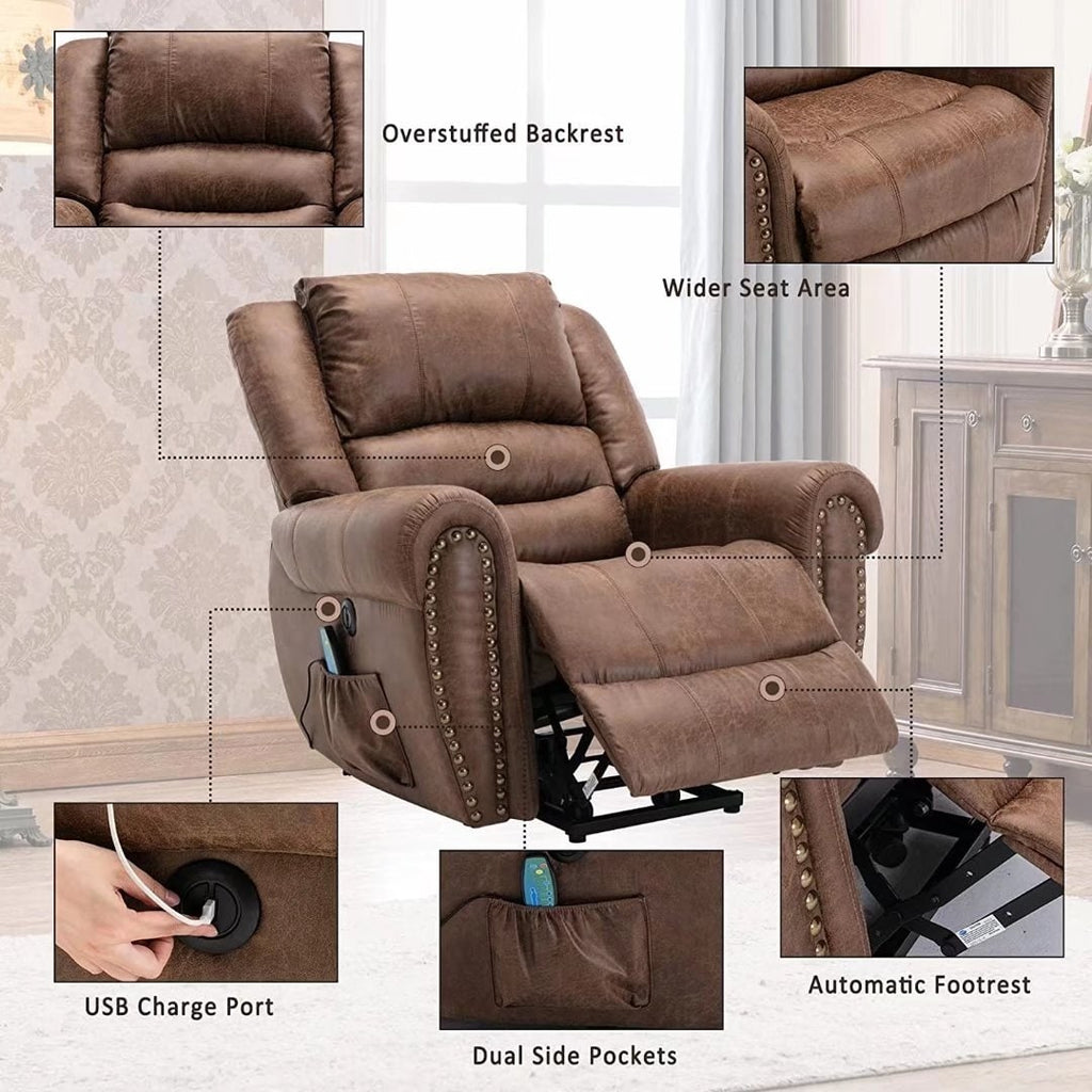 Fauteuil inclinable électrique Rivet respirant avec massage, chauffage et port USB