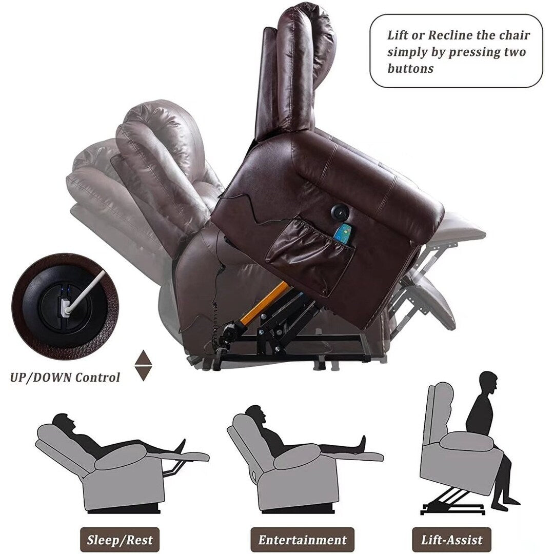 Fauteuil inclinable électrique Rivet respirant avec massage, chauffage et port USB