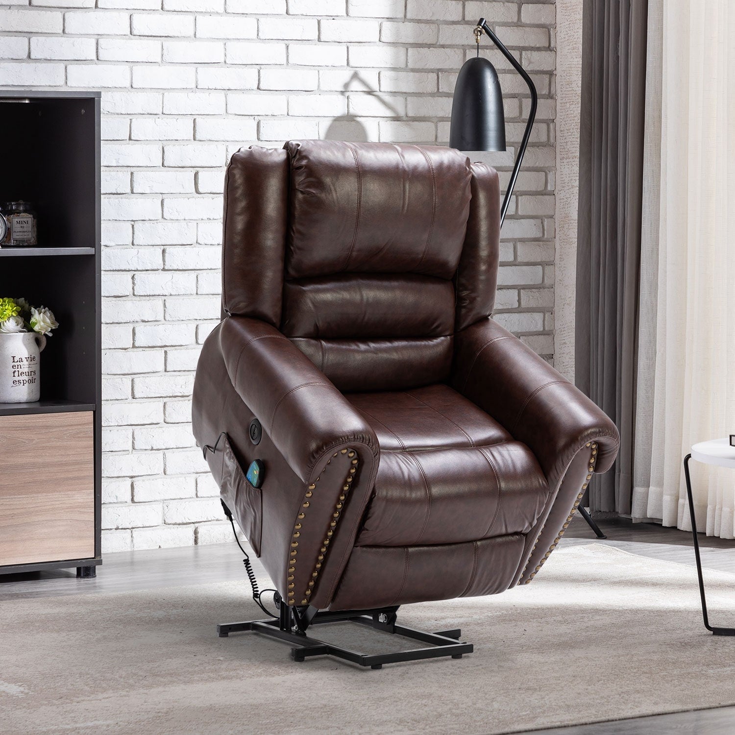 Fauteuil inclinable électrique Rivet respirant avec massage, chauffage et port USB