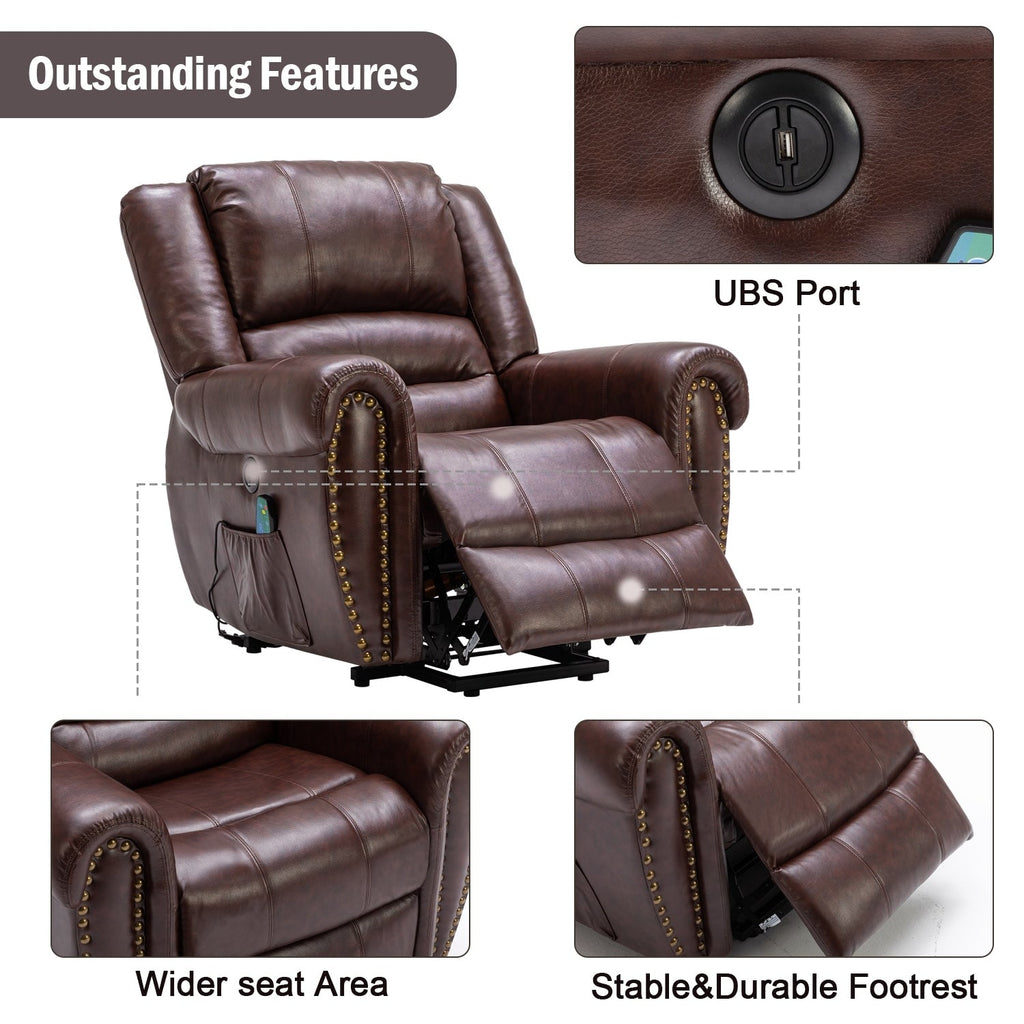 Fauteuil inclinable électrique Rivet respirant avec massage, chauffage et port USB