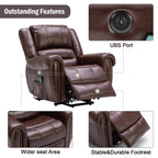 Fauteuil inclinable électrique Rivet respirant avec massage, chauffage et port USB