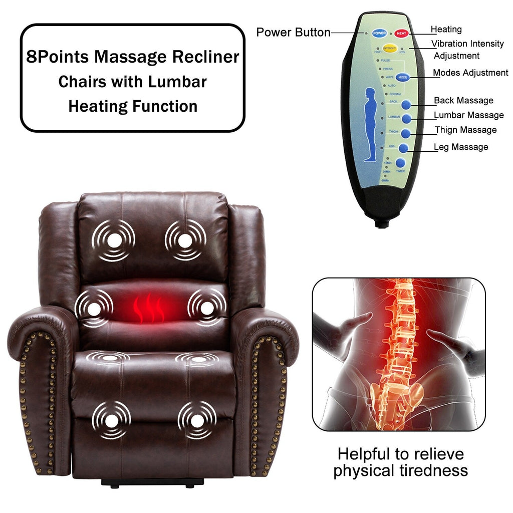 Fauteuil inclinable électrique Rivet respirant avec massage, chauffage et port USB