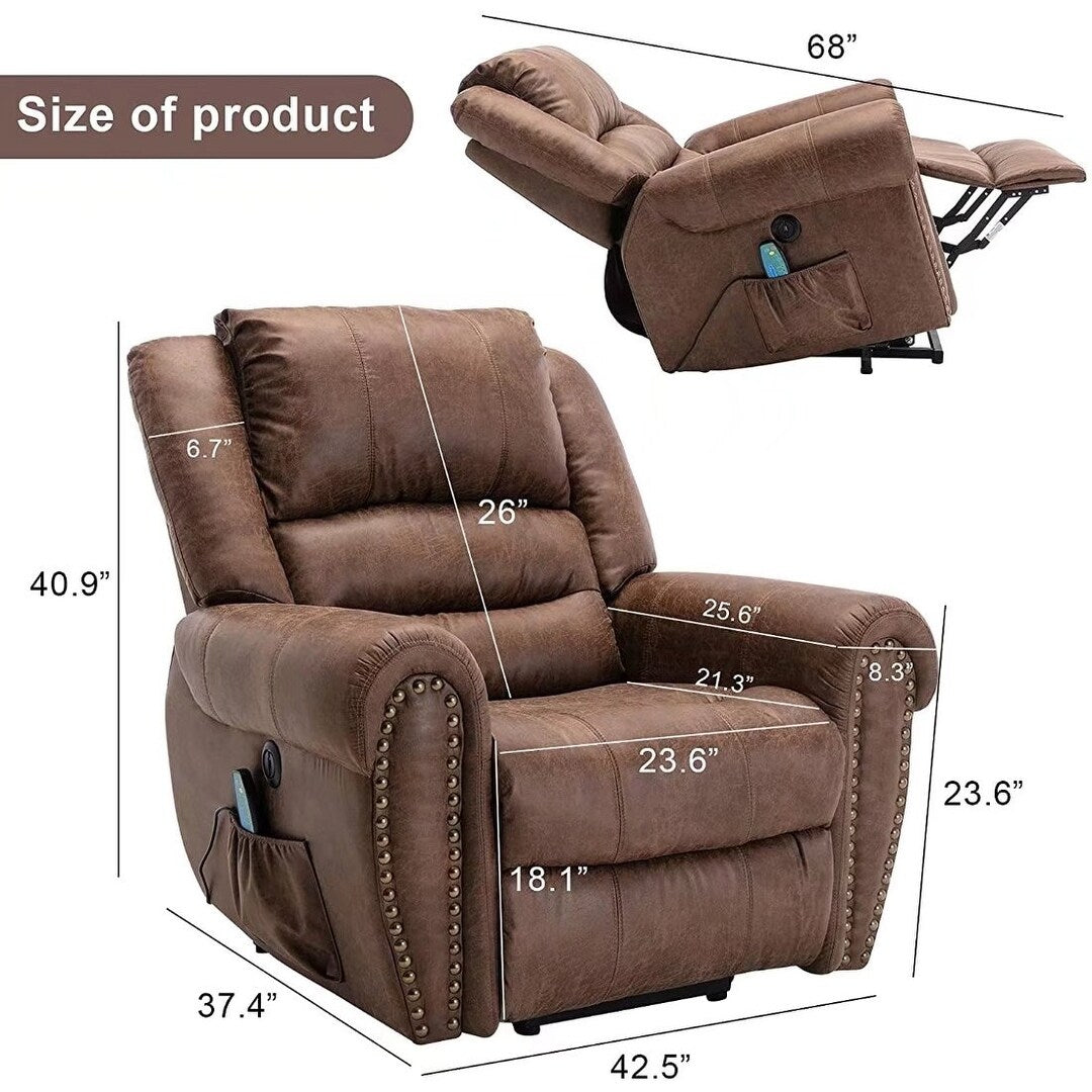 Fauteuil inclinable électrique Rivet respirant avec massage, chauffage et port USB