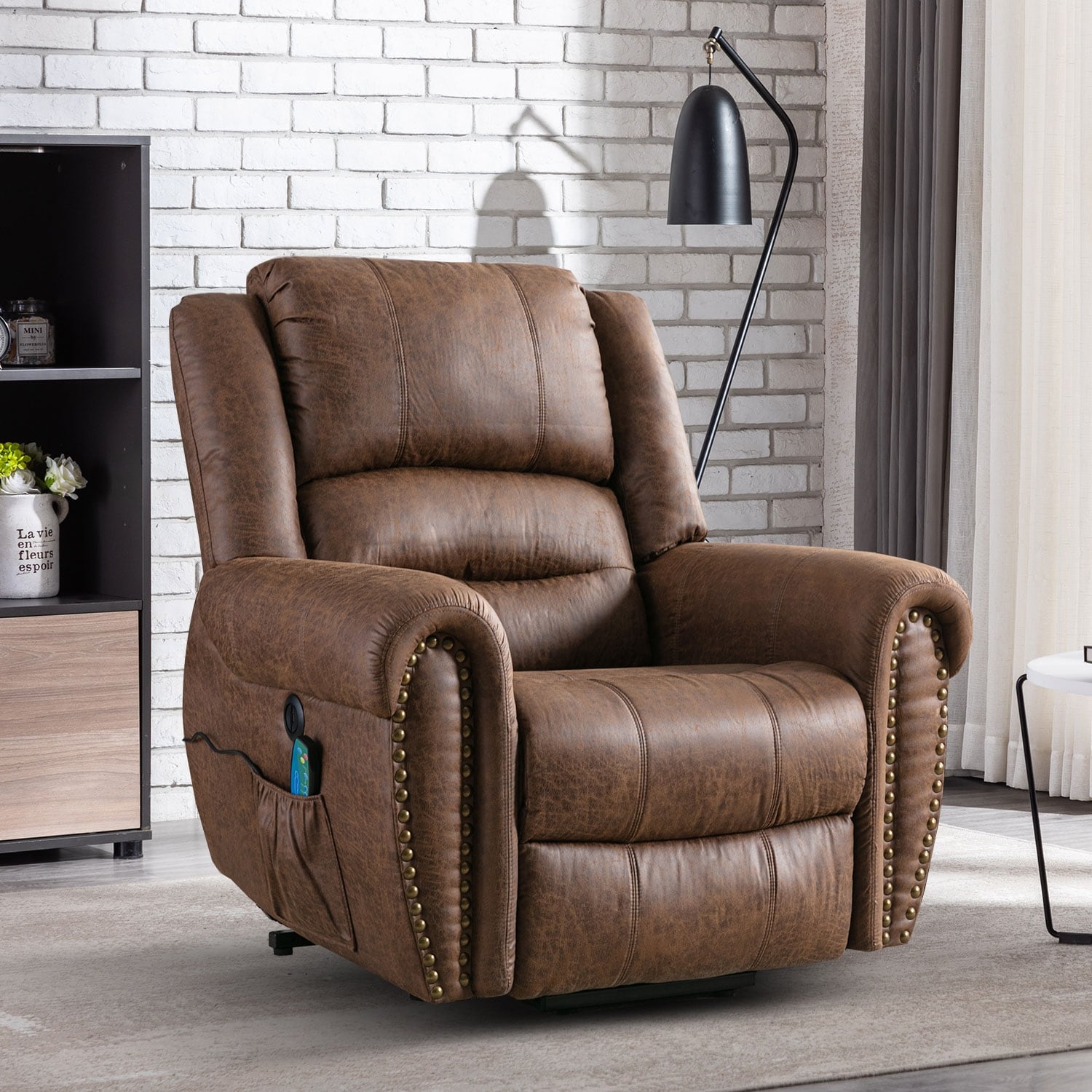 Fauteuil inclinable électrique Rivet respirant avec massage, chauffage et port USB