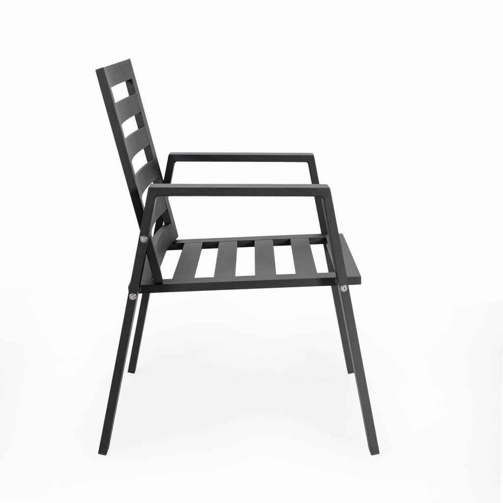 Ensemble de salle à manger d'extérieur 9 pièces en aluminium noir, série Chelsea par LeisureMod