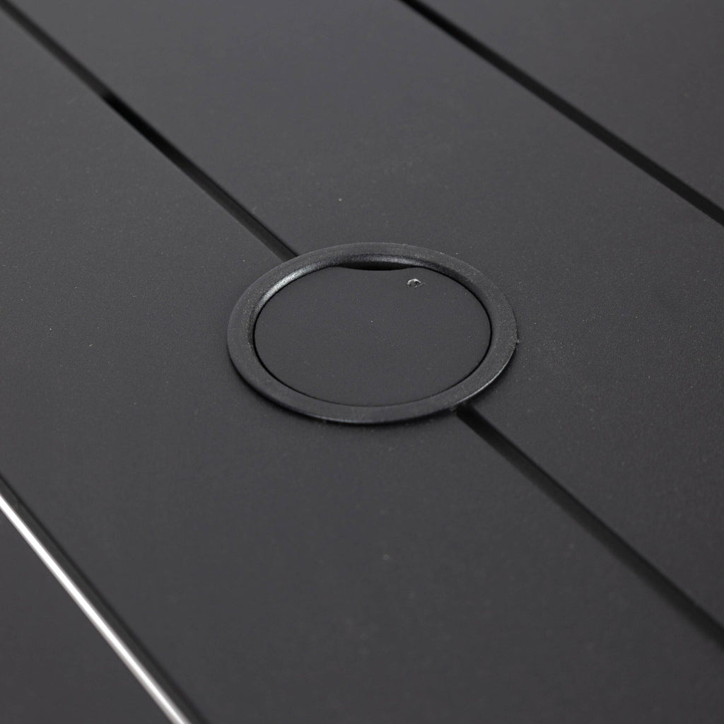 Ensemble de salle à manger d'extérieur 9 pièces en aluminium noir, série Chelsea par LeisureMod